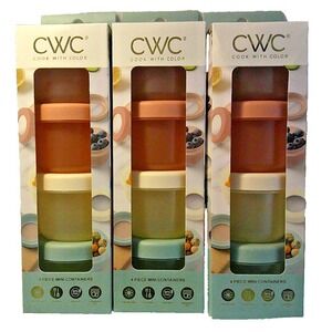 LOT OF 3 COOK WITH COLOR 4PC‎ SNACK POT mini container set w/lids